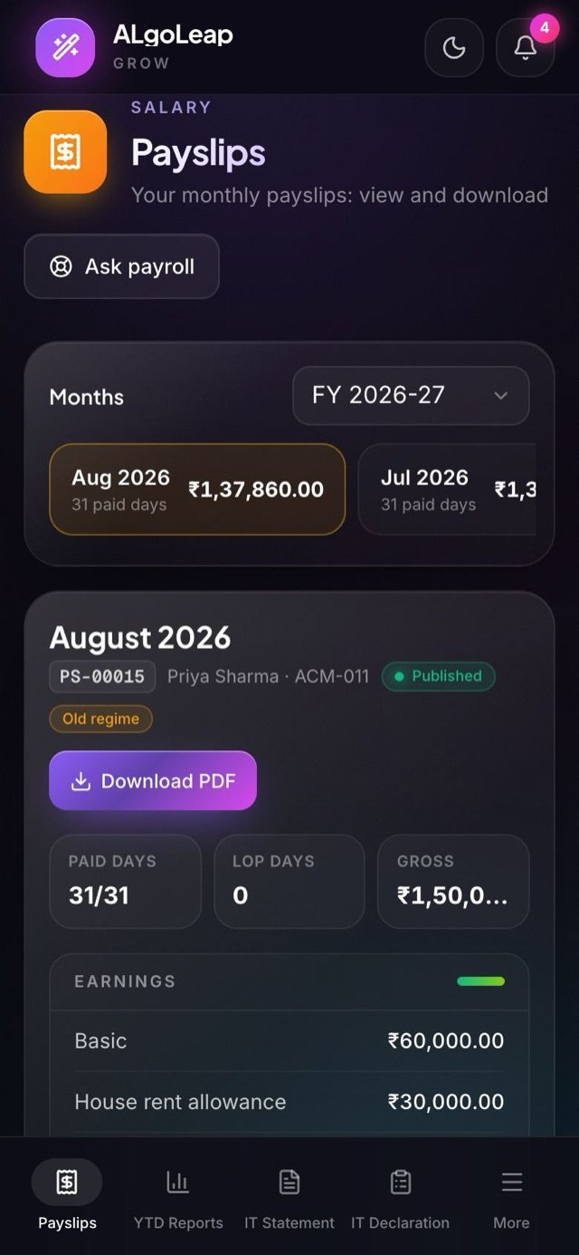 Payslips on a phone